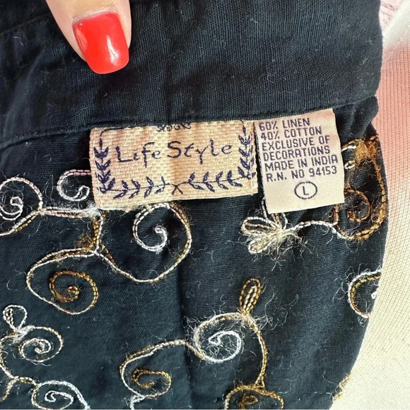 lifestyle fall vest with embroidery and cats cottagecore halloween fall sz large - Picture 8 of 8